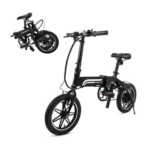 SwagTron EB-5 Pro Folding Lightweight Electric Bike with 14-inch Wheels and Lithium-Ion Battery
